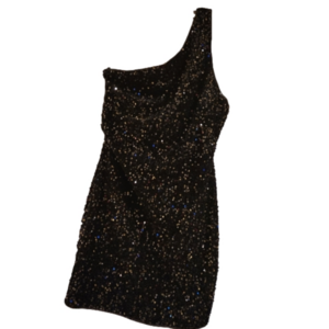 Sequin Black One Shoulder Mini Dress Size Large